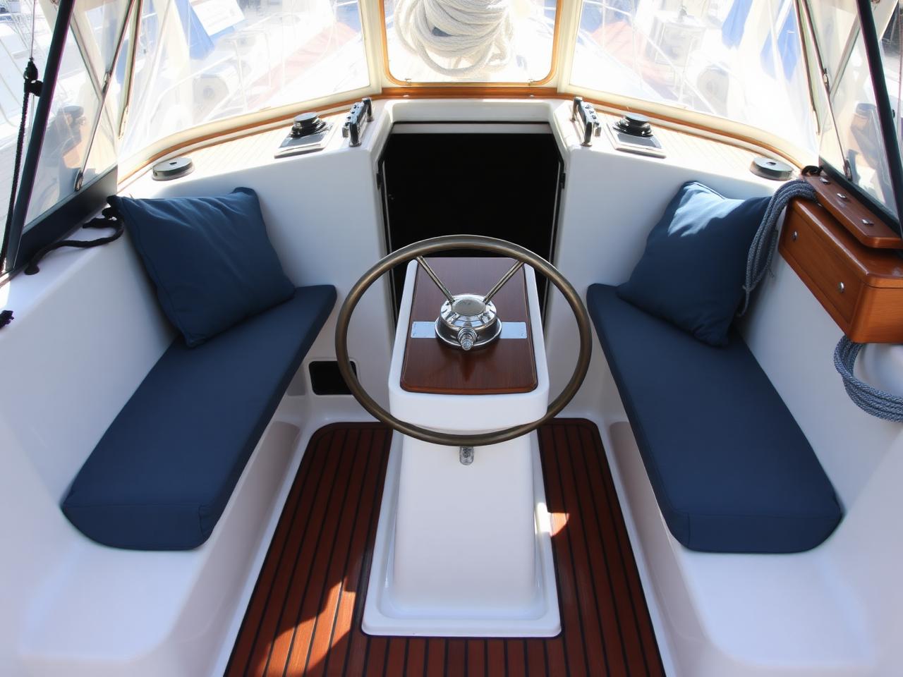 Clean cockpit on a sailboat after detailing